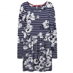 Joules Womens Kirsten Printed Jersey Tunic in French Navy Posy Stripe